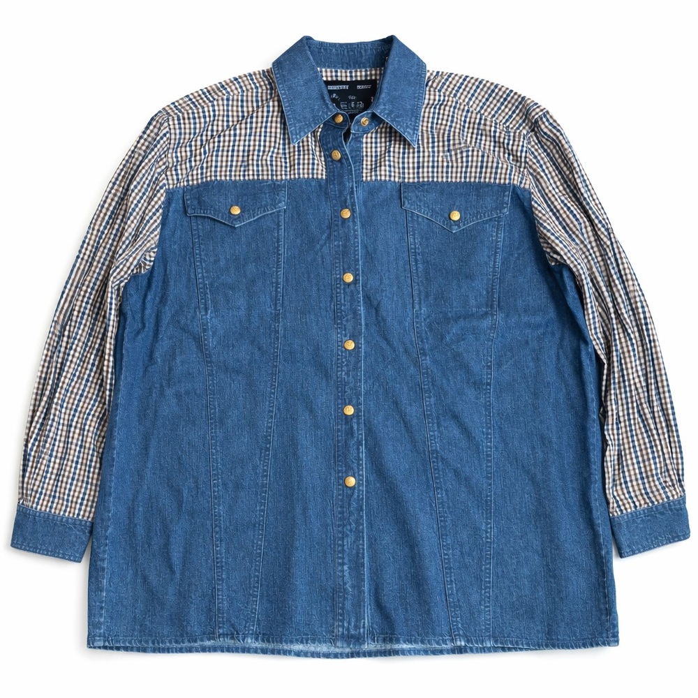 Escada Sport Vintage Denim Western Snap Shirt Jacket Size L